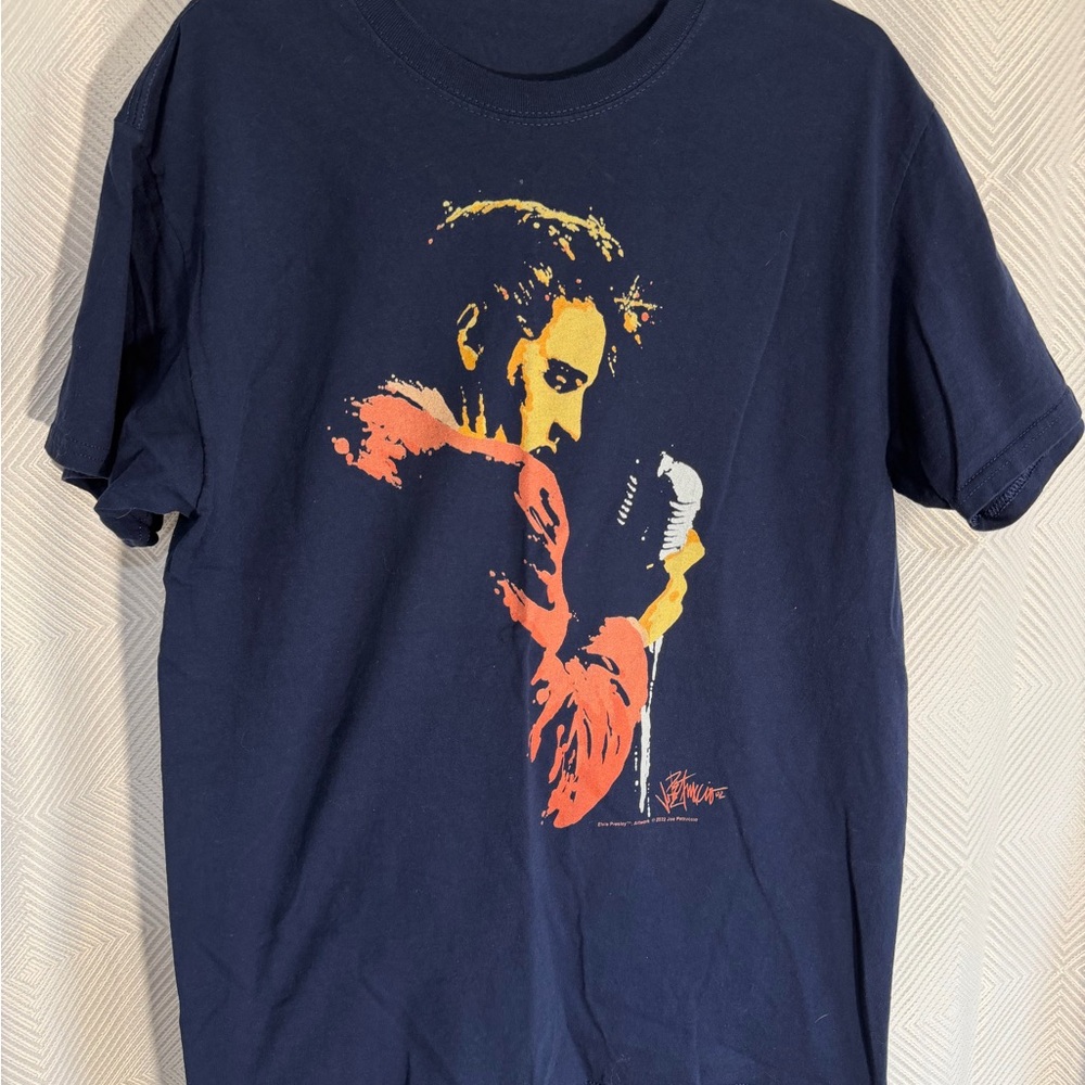 Elvis Presley - 2016 Artwork By Joe Petruccio - Blue Shirt - size small no tag